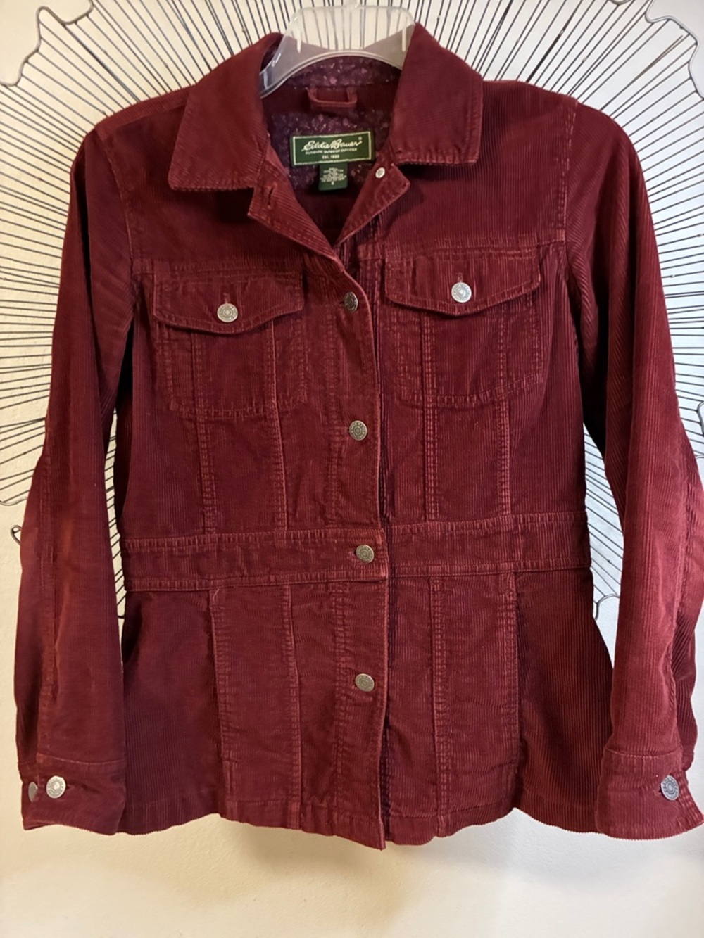 Eddy Bauer corduroy Jacket Red Rust Color Size S